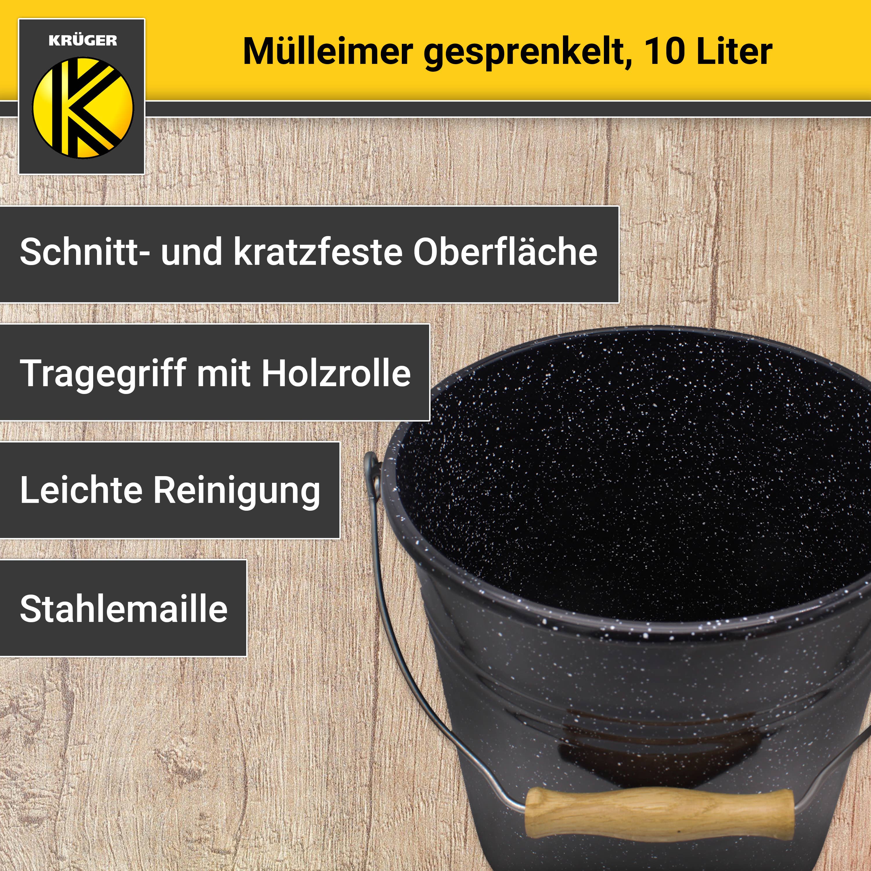 Karl Krüger - Wholesale Trashcan/Trash Bin - Karl Krüger enamel trash can black -white paint, 10 liters1