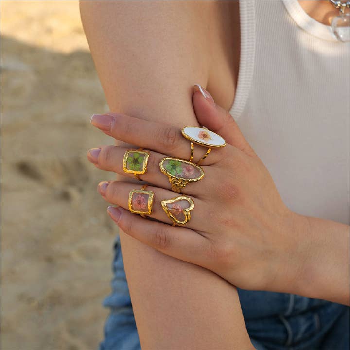 ACCITY - Wholesale Cocktail/Statement Ring - IMMORTAL FLOWER STAINLESS STEEL RINGS FOR WOMEN_CWAJE0610
