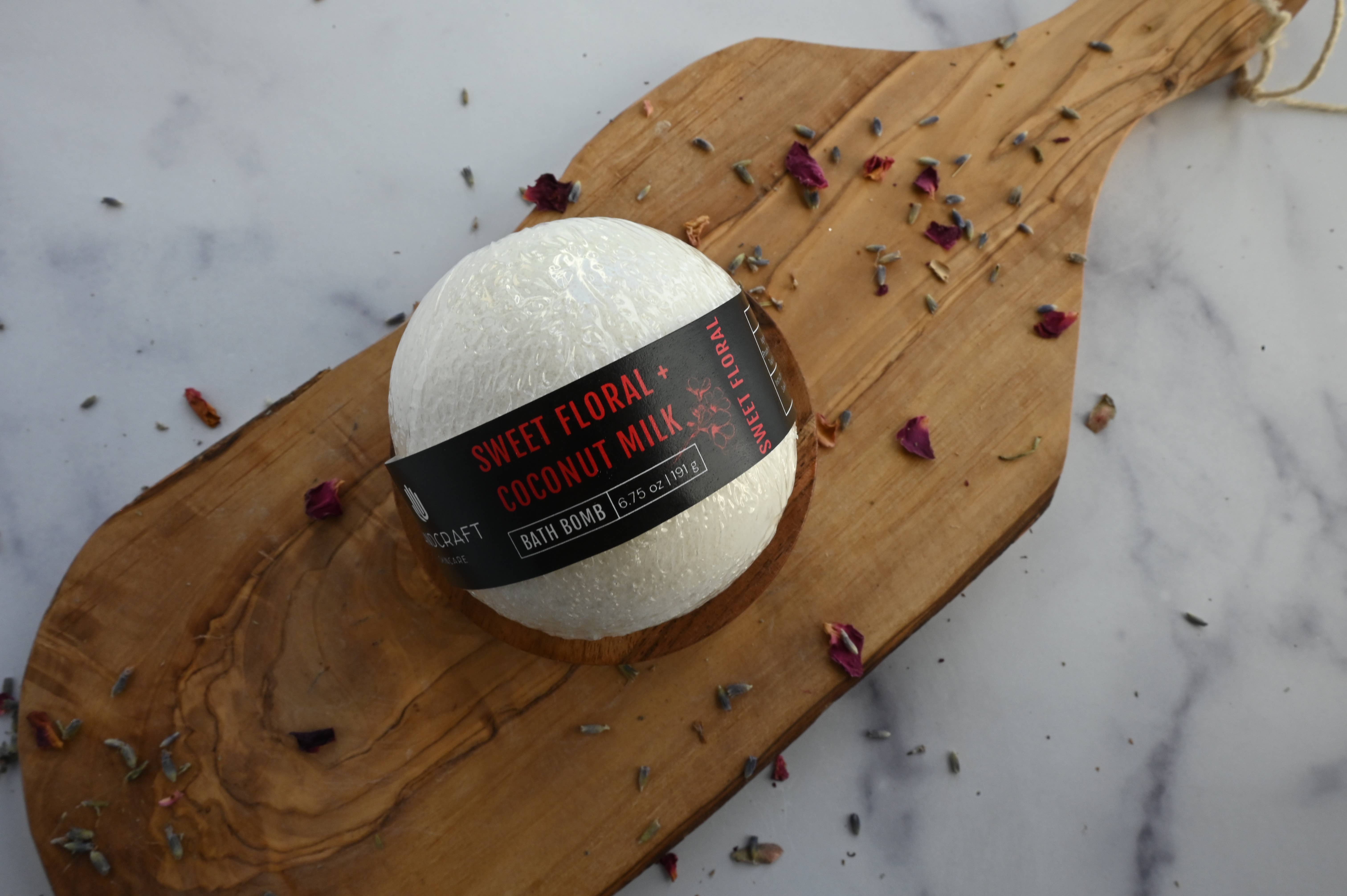 HandCraft Skincare - Wholesale Bath Bomb/Fizz - Sweet Floral + Coconut Milk Bath Bomb1