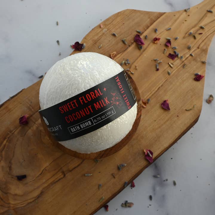 HandCraft Skincare - Wholesale Bath Bomb/Fizz - Sweet Floral + Coconut Milk Bath Bomb1