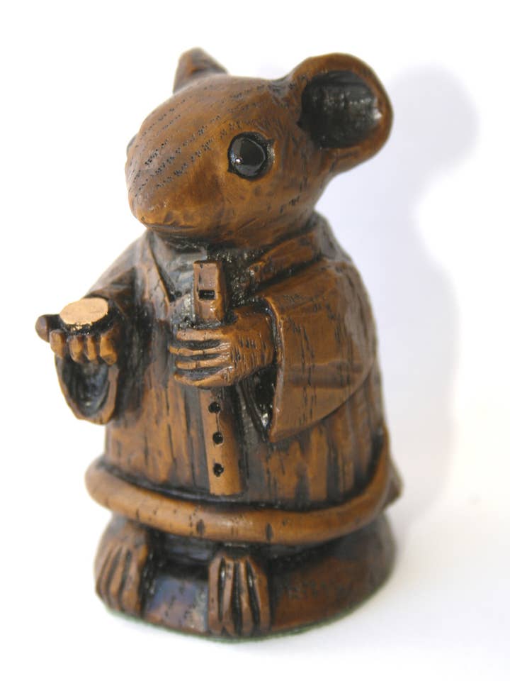 Church Mouse Busking. Reproduction carving Ornament Gift. for wholesale by Oakapple Designs Ltd