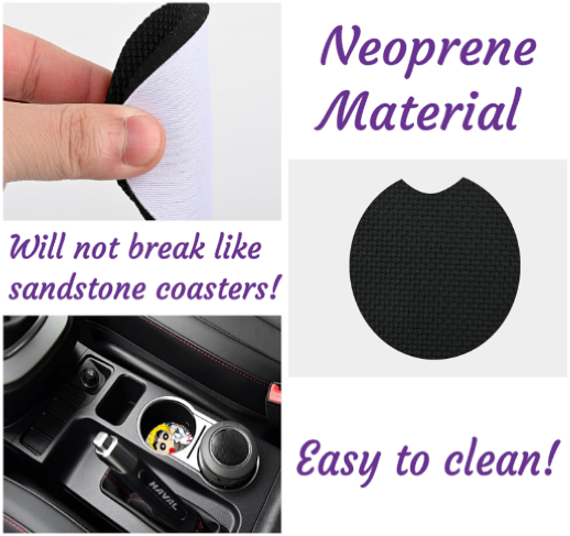 Prairie Chicken Sticker Shop & Gifts - Wholesale Car Coaster - Unisex - Halloween Witches Brew Cats & Bats Neoprene Car Coaster Set3