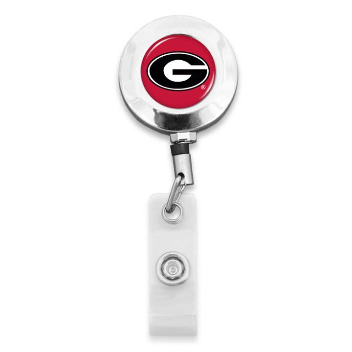 Georgia Bulldogs Round Badge Reel (Belt Clip) for wholesale by From The Heart