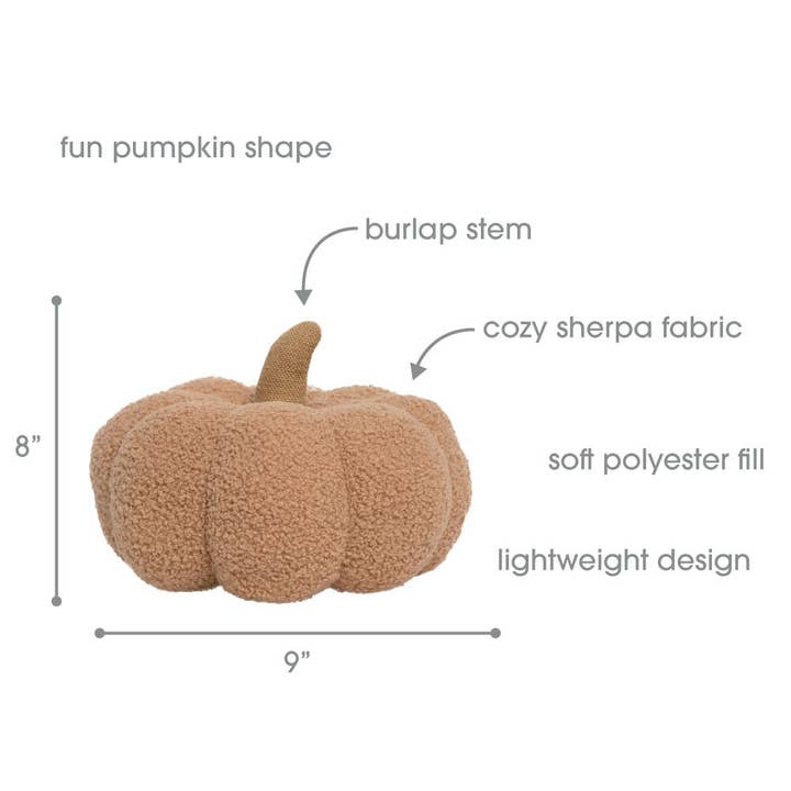 Pearhead - Wholesale Throw/Decorative Pillow - Beige Sherpa Pumpkin Pillow, Fall Decor1