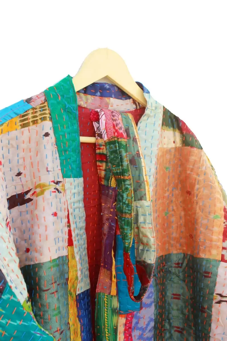 GYPSY STUDIO - Wholesale Kimono - Women's - Kimono Vintage Silk Sari Kantha kimono Robe Gift for lover4