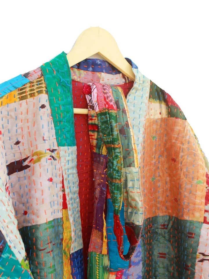 GYPSY STUDIO - Wholesale Kimono – Women's - Kimono Vintage Silk Sari Kantha kimono Robe Gift for lover4
