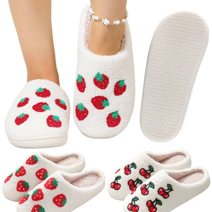 Strawberry Cherry Fruit Emoji Terry Fuzzy Slippers and other Purchase Wholesale cherry fruit. Free Returns & Net 60 Terms on Faire trending on Faire.
