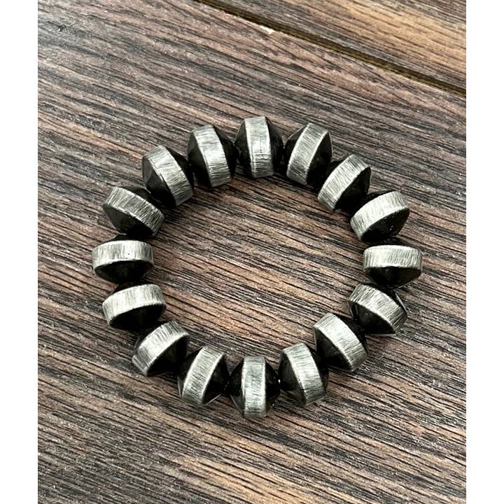 ISAC Trading Inc - Wholesale Beaded Bracelet - 711458, Handmade 12mm Navajo Bead Stretch Bracelet