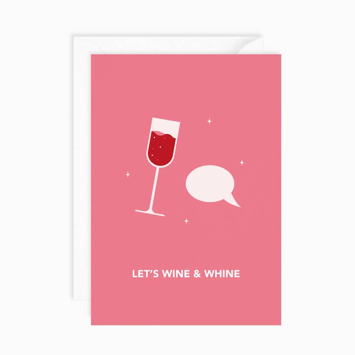 Wine & Whine | Biglietto per San Galentino | Biglietto di amicizia per la vendita all'ingrosso da parte di Dani White Design