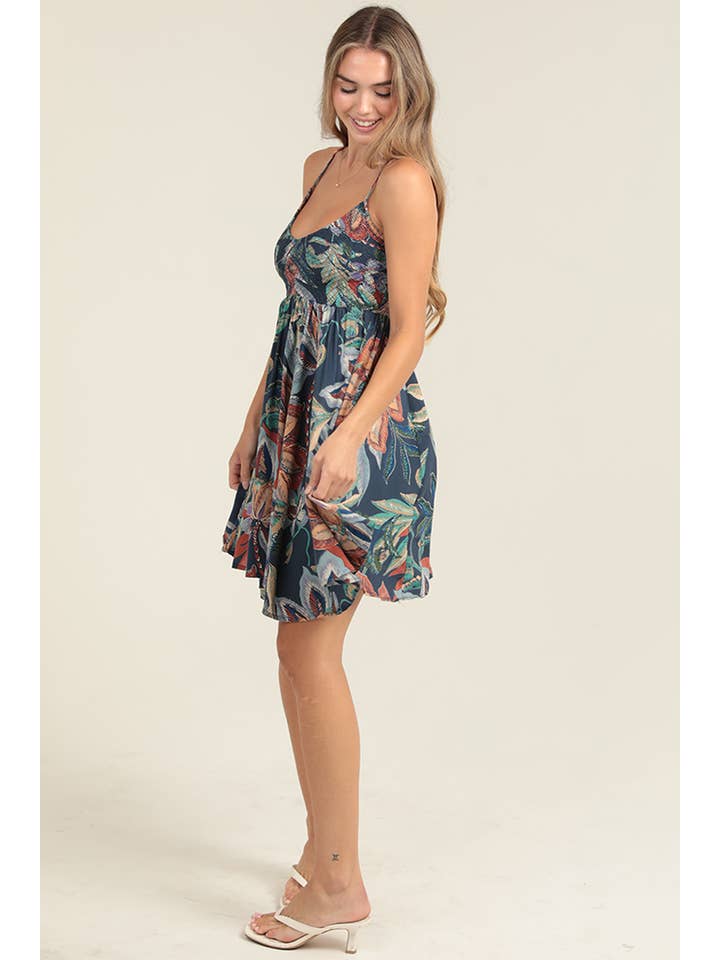 ANGIE - Wholesale Dress - Women's - F4J69-FQ60 V NECK SMOCKED BODICE SUNDRESS6