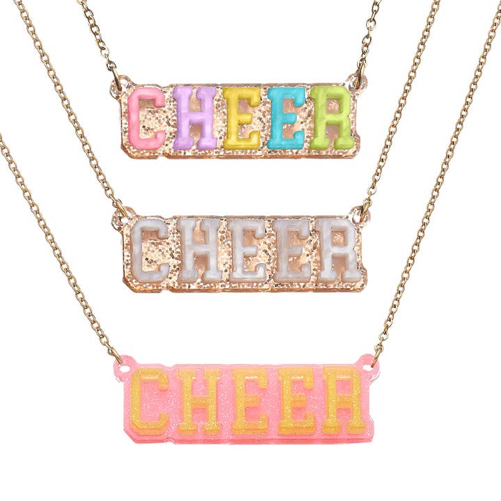 Top Trenz Inc - Wholesale Kids Necklace - Kids - J.V. Charm Club - Collegiate Charm Cheer Necklaces