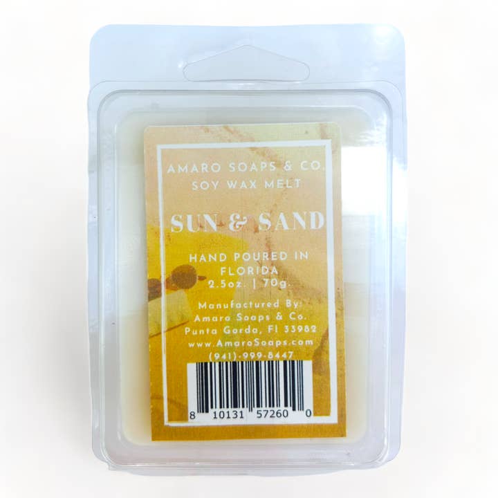 Fusione di cera di soia Sun & Sand per la vendita all'ingrosso da parte di Amaro Soaps & Co.