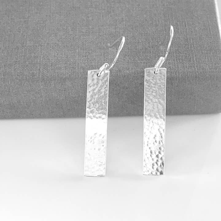 Verve Jewellery - Wholesale Dangle Earrings - Sterling silver rectangle earrings, long silver earrings4