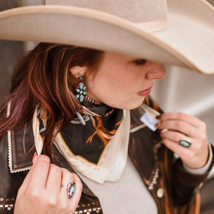 Tirzah Lane Art - Wholesale Scarf - Women's - Tack Room Treasure Wild Rag Western Silk Scarf2