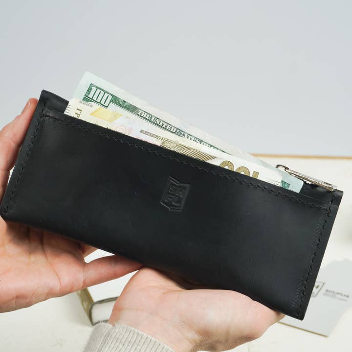 Håndlavet læder kontant konvolut tegnebog til kvinder for engroshandel hos ShufliaCrafts