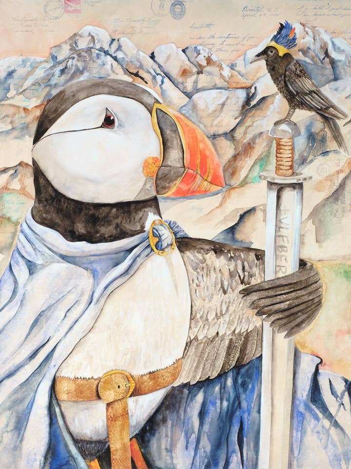 Norsebird Giclee Print Of Mixed Media Watercolor Painting for wholesale by Katie Crawford Art