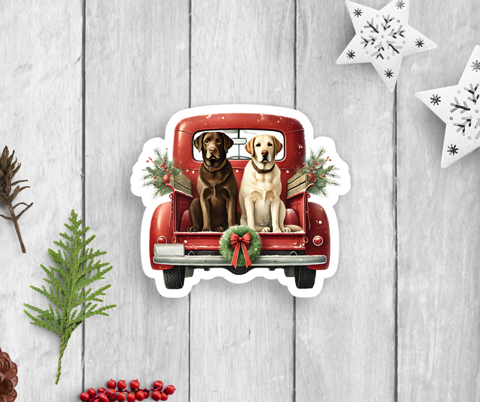 Expression Design Co - Wholesale Sticker - Dogs Holiday Farm Truck Vinyl Sticker0