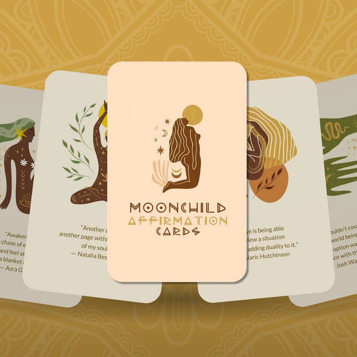 Ibiza Tarot USA – wholesale Tarot-kort – Moonchild Affirmationskort - 25 Dagliga Affirmationskort - Änglakort - Ett kort om dagen - Affirmationskort - Affirmationslek - Orakel