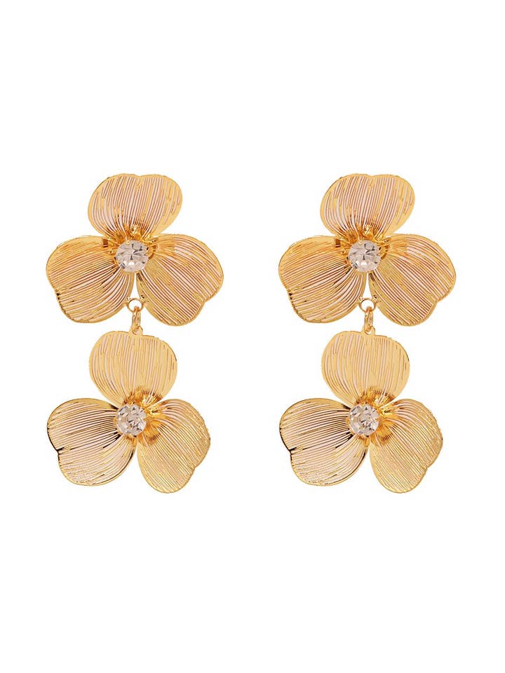 Double Flower Drop Earrings for wholesale by Monarch