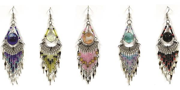 Pichincha - Wholesale Dangle Earrings - Glass Bead Long Beaded Chandelier Dangle Earrings