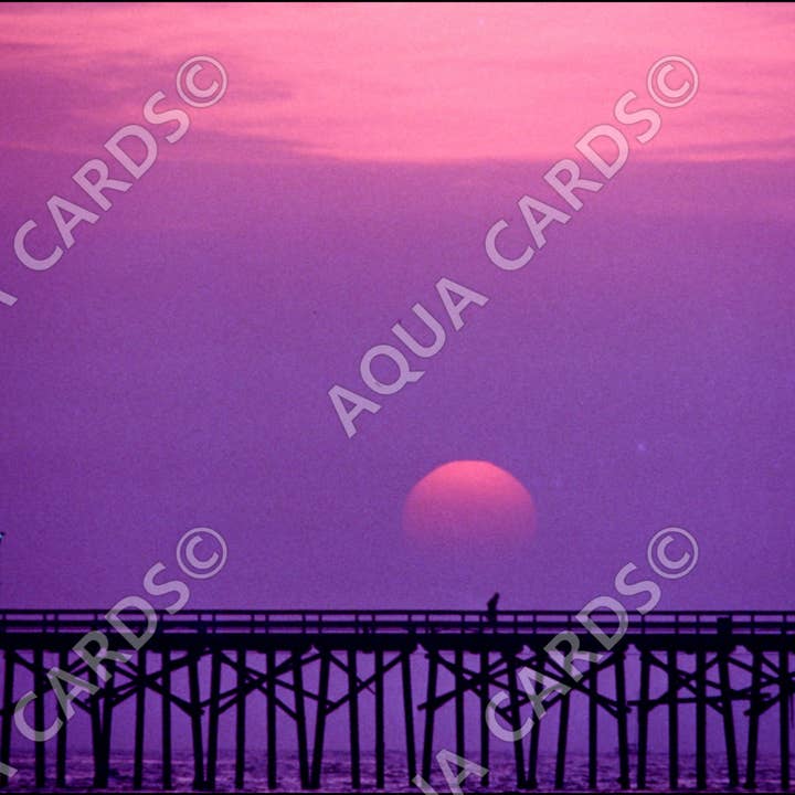 1035 - Moonset över piren för wholesale av Aqua Cards
