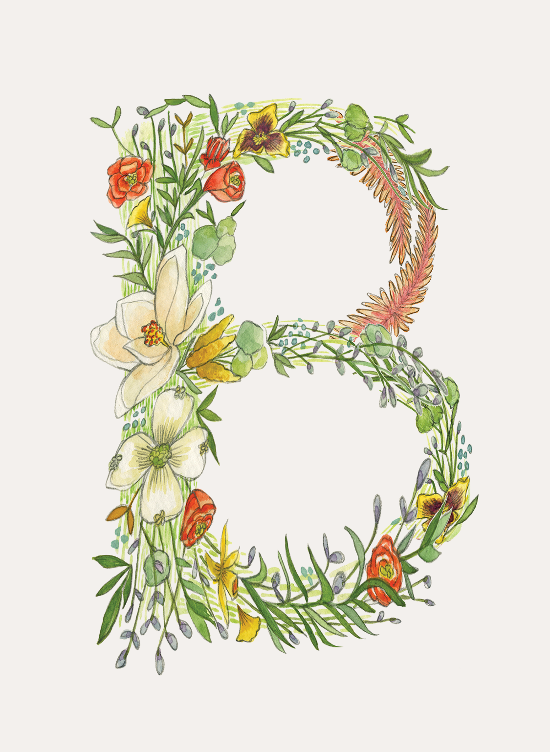 Hattie Darling - Wholesale Stationery/Notecard Set - Floral Monogram Stationery Set - 8 Folded Cards1