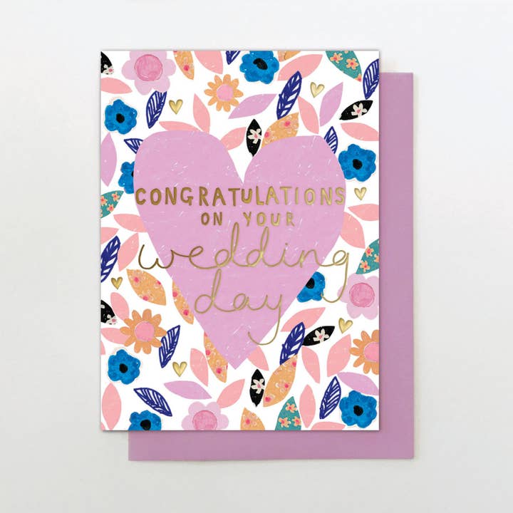 Stop the Clock Design - Wholesale Wedding Card - OLL21 - Wedding Floral Heart