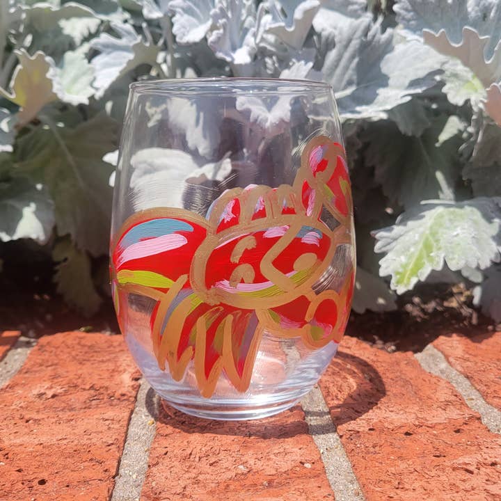 318 Art Co. - Wholesale Wine Glass - Crawfish Hand-Painted Wine Glasses