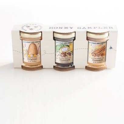 Savannah Bee Company - Wholesale Honey - 3, 3oz Whipped Sampler Cream Wrap:H3WCHOC,H3WORG,H3WCINN