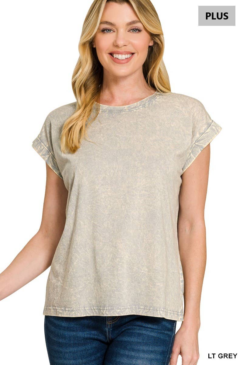 Vanilla Monkey - Vente Haut en maille – femme - T-shirt à manches courtes pliées, col rond, effet froissé Plus17