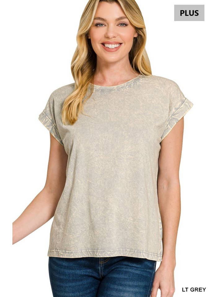 Vanilla Monkey - Vente Haut en maille – femme - T-shirt à manches courtes pliées, col rond, effet froissé Plus17