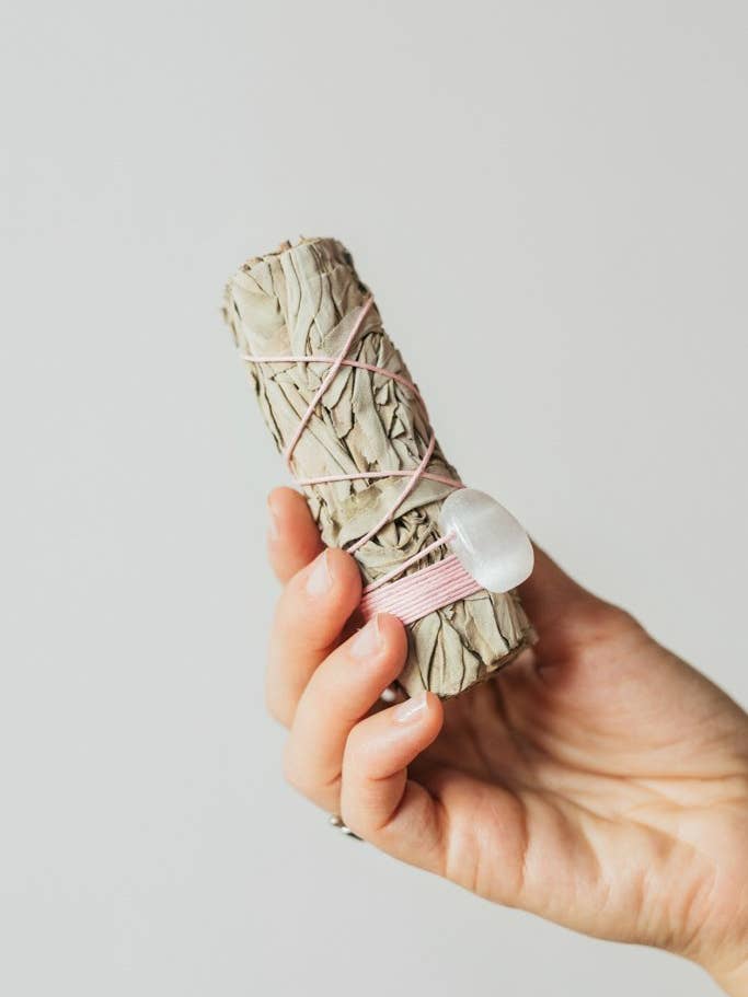 Salvia with Selenite for wholesale by Vegan Expedition