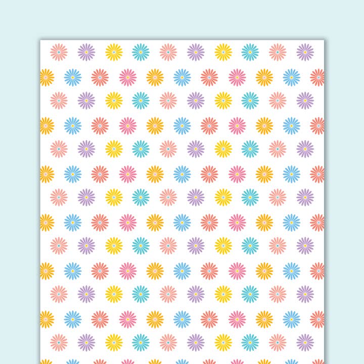 RETRO RAINBOW DAISIES Gift Wrap (SHEET) for wholesale by MELLOWWORKS