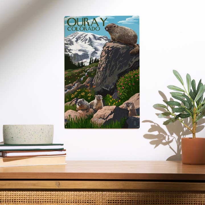 Lantern Press - Wholesale Wood Wall Art - WOOD SIGN ART Ouray, Colorado, Marmots1