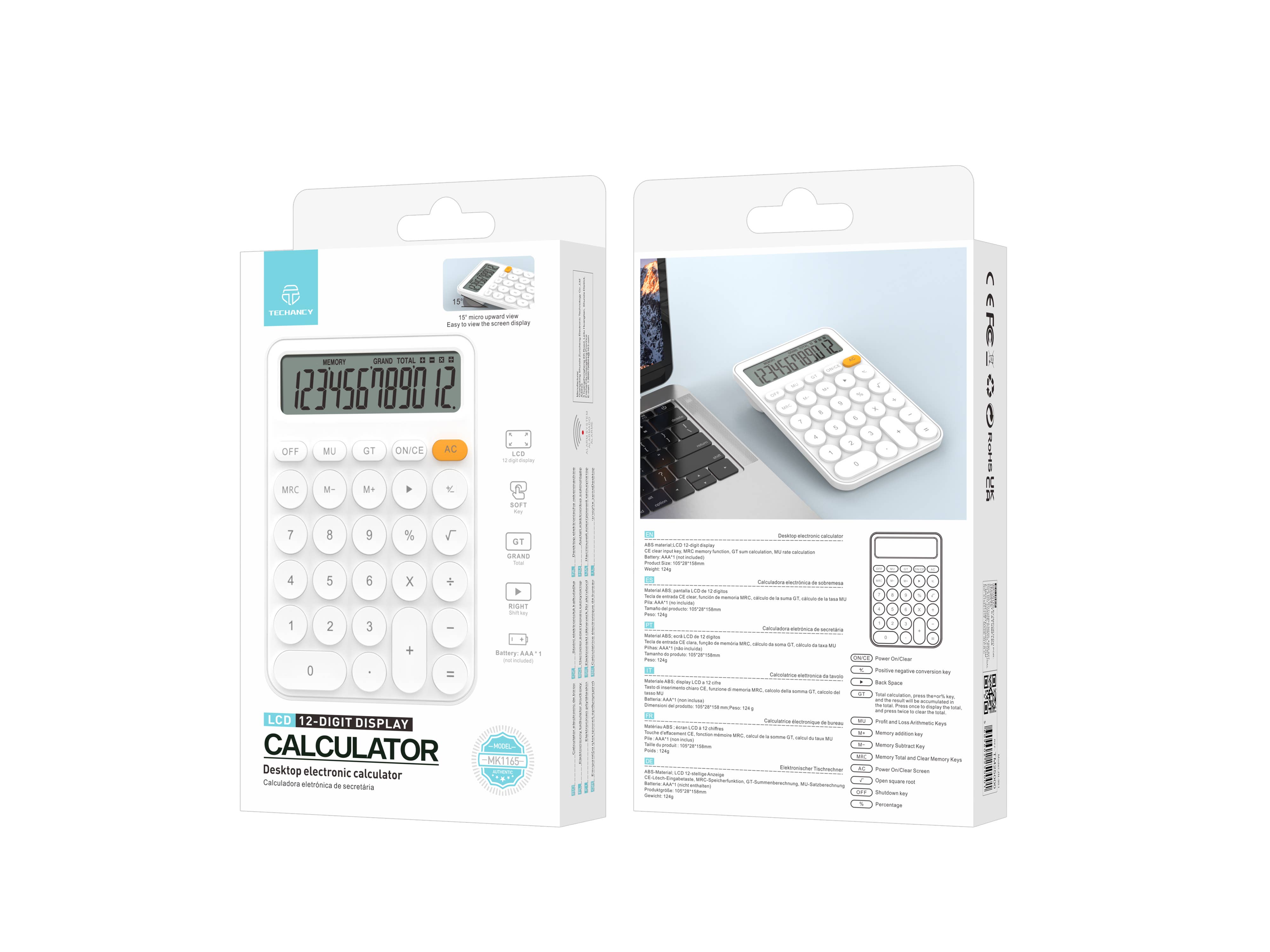TECHANCY - Wholesale Calculator - Techancy MK1165 Desktop Calculator, 12 Digits, LCD Display, 4