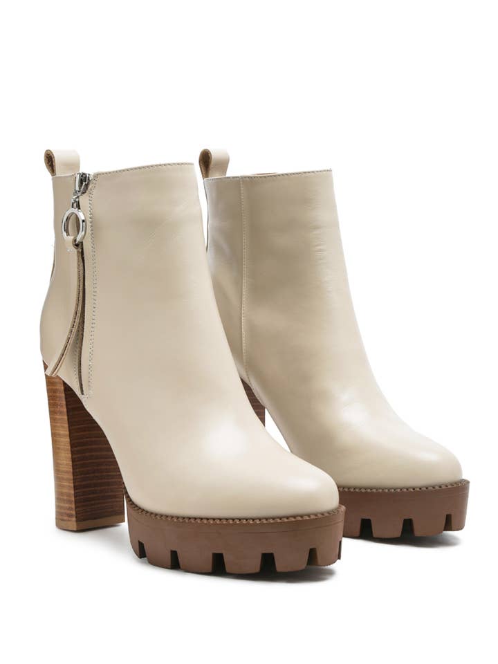 MISTRESS HIGH BLOCK HEELED CHUNKY LEATHER BOOT for wholesale by Rag Company