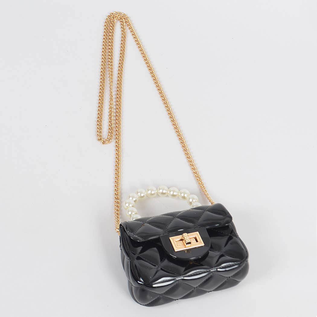 3AM BY H&D ACCESSORIES - Wholesale Top Handle Bag - Women's - Jelly Shiney Mini Bag W Imitation Pearl Handle5