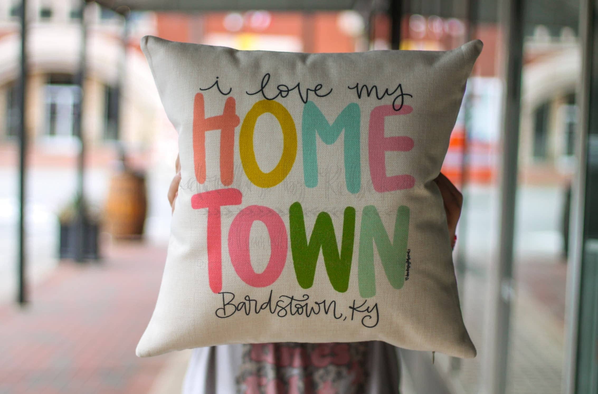 Doodles By Rebekah - Wholesale Throw/Decorative Pillow - I Love My Hometown - Custom Town Square Pillow1