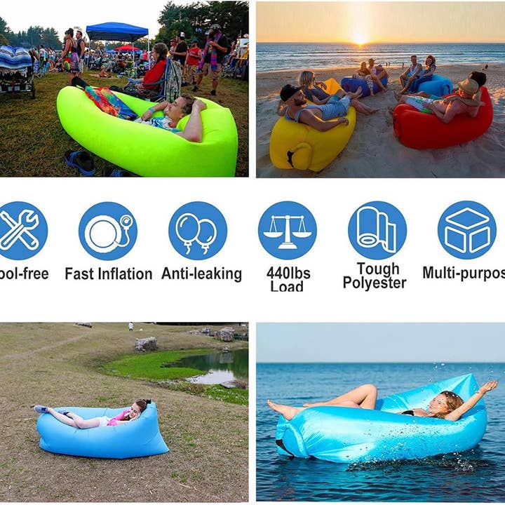 VIGOR - Wholesale Inflatables - Premium Quality Air Lounger Inflatable Sofa Hammock-Portable,Water Proof Bag-for Travelling(10 Pack)