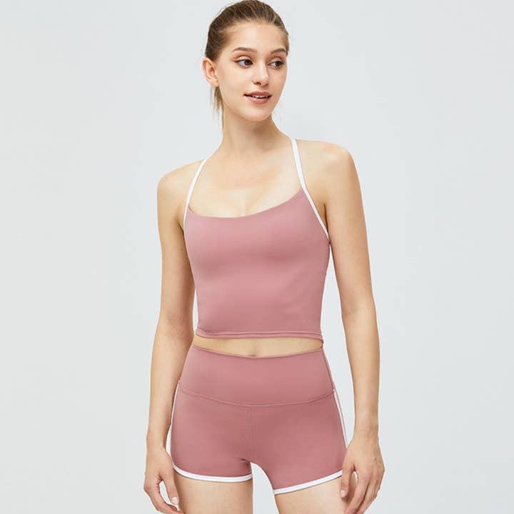 Damset: Linne med Y-formad rygg & färgblockshorts för wholesale av Sodalemon