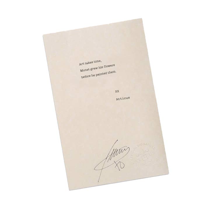 "Monet" Typewriter Signed Poem by Atticus for wholesale by Atticus Poetry