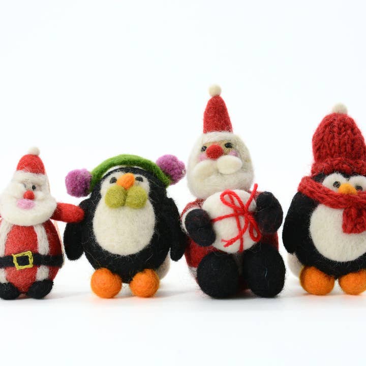 Woollyfelt - Wholesale Ornament - Hand Felted Christmas Penguin with Scarf & Hat Ornament6