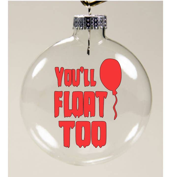 Vous flottiez aussi Pennywise It Clear Ornement de Noël incassable Horreur Halloween pour la vente par Witchcrafted in MI