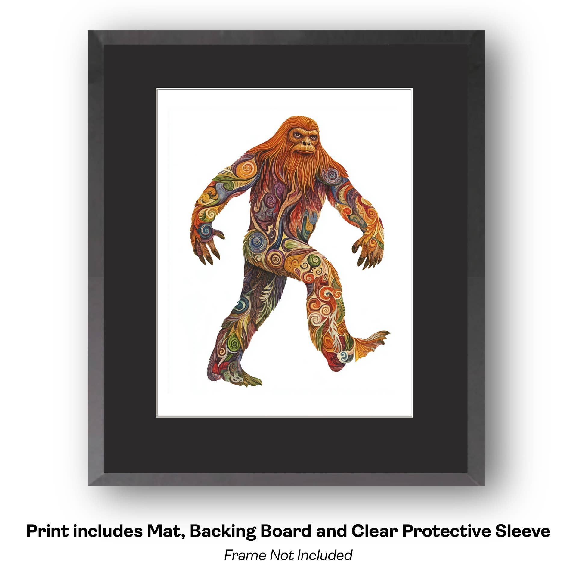 Mowbi - Vendita all'ingrosso Stampa artistica - Tipo Tosto, Bigfoot: Credi in Te Stesso - Stampe d'Arte di Criptidi - Stampe di Bigfoot – Opera d'Arte 8″x8″ in Passepartout 12″x12″20