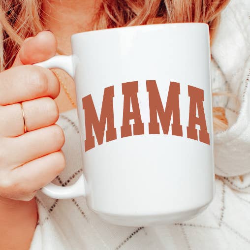15 oz Varsity Mama Ceramic Coffee Mug, Mom Mug for wholesale by Amber Marie Design