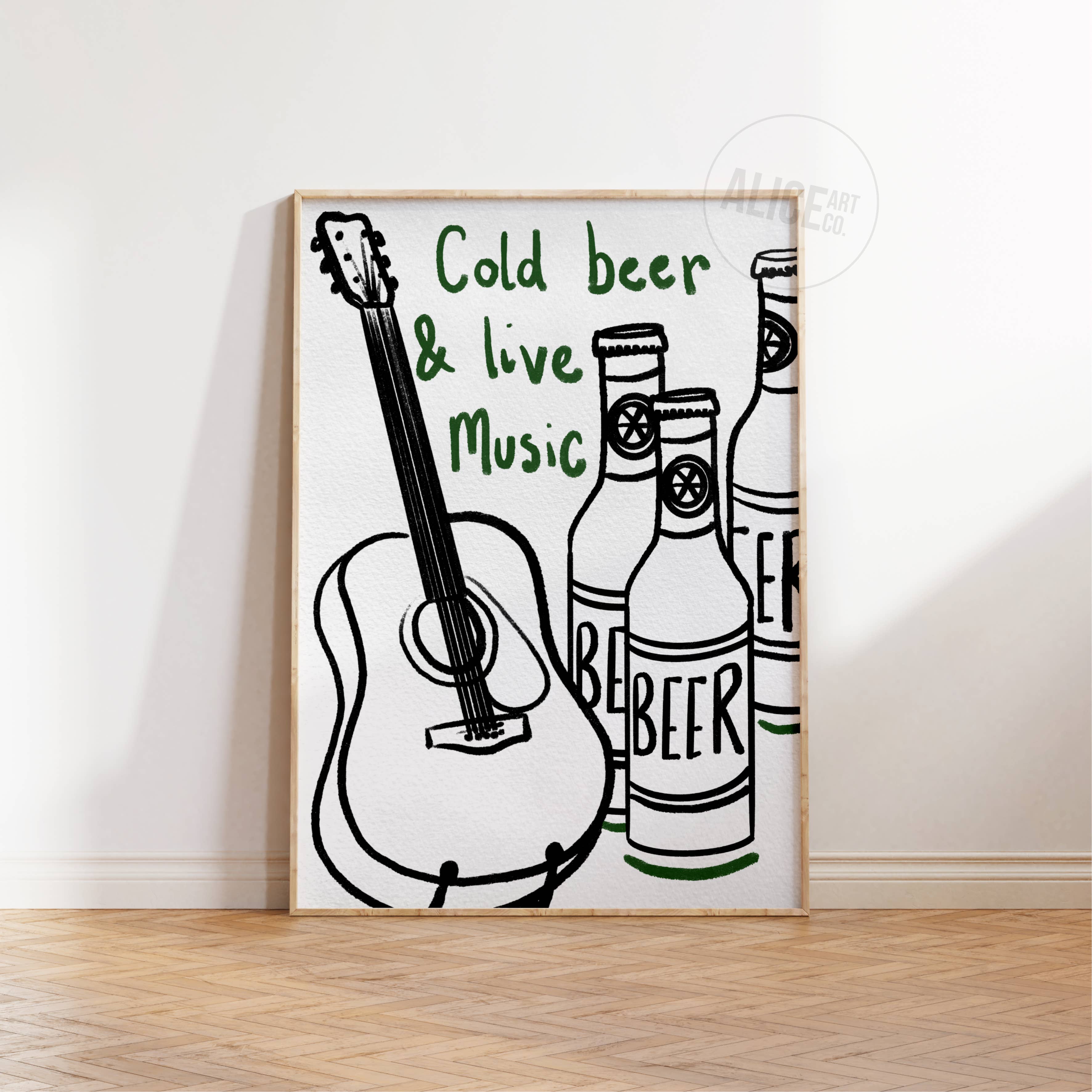 Alice Art Co – wholesale Art print – 'Cold Beer and Live Music' Print