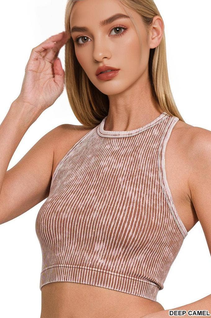 42POPS – Großhandel Tanktop – Damen – .Gewaschene Rippennaht nahtloses Halterneck-Crop-Top15