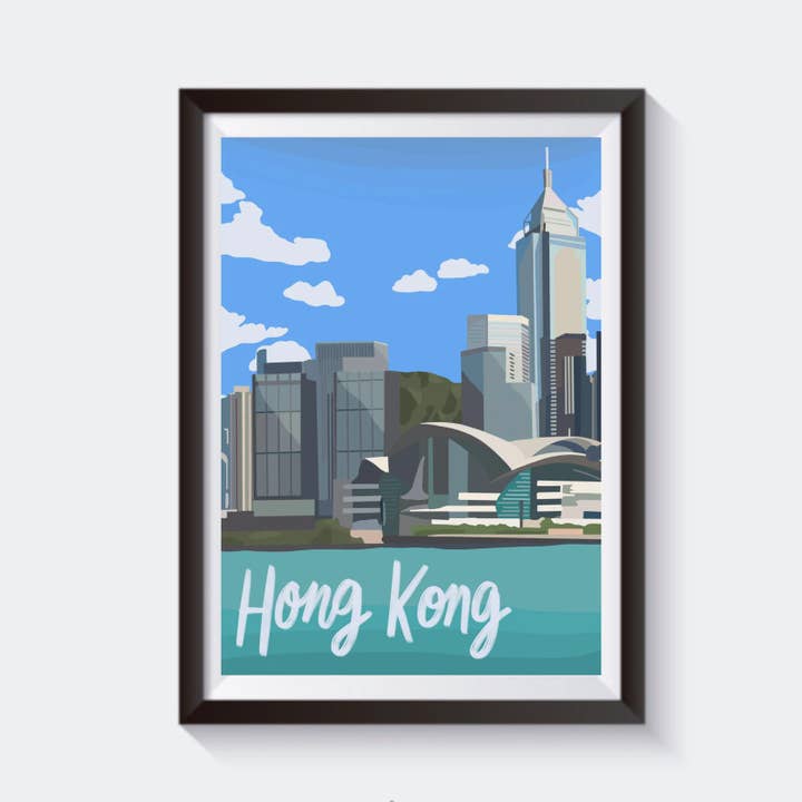 Hong Kong, Kina Travel Artwork Print - Fås i 6 størrelser for engroshandel hos 2 Sisters