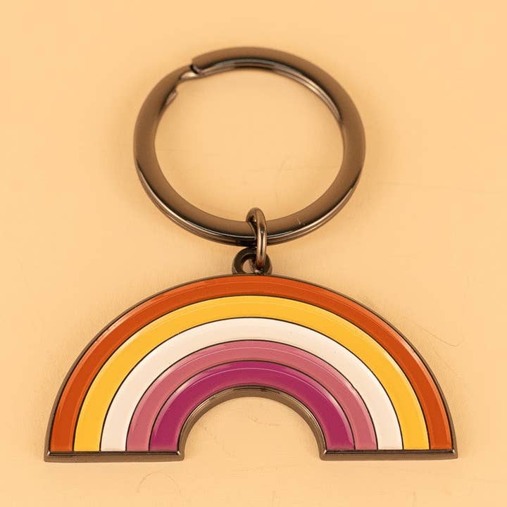 Lesbian Rainbow Enamel Keychain for wholesale by Gay Pride Apparel
