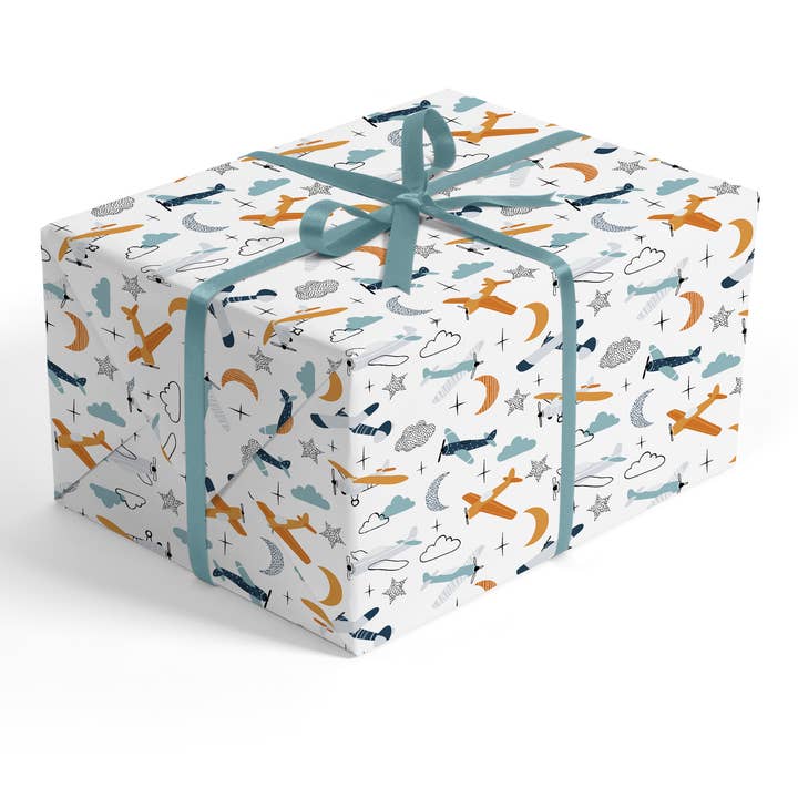 Airplanes & Clouds Wrapping Paper for wholesale by Stesha Wrapt